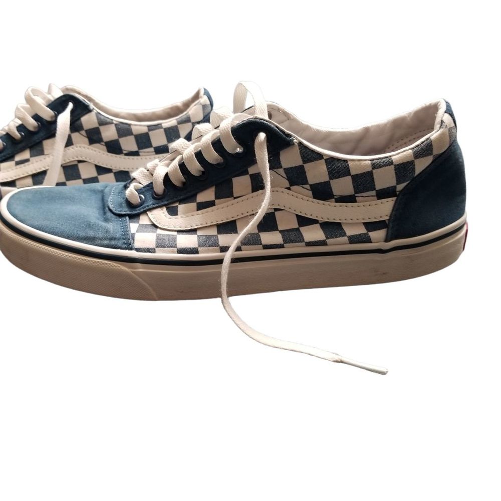 Vans Turquoise Blue Green Checkered Sneakers Shoes sz 10.5 - Picture 3 of 13